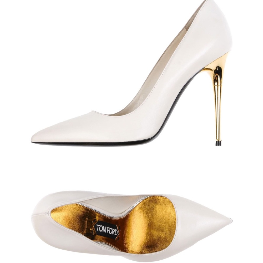 Tom Ford White Pumps with Gold Heel